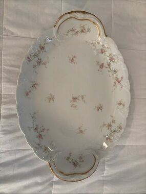 Theodore Haviland Porcelain Serving Platter with Pink Floral Pattern France